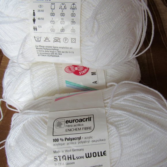 Lot 7+sks, Schoeller + Stahl Wolle Yarn, White,100% Polyacryl - Picture 2 of 3